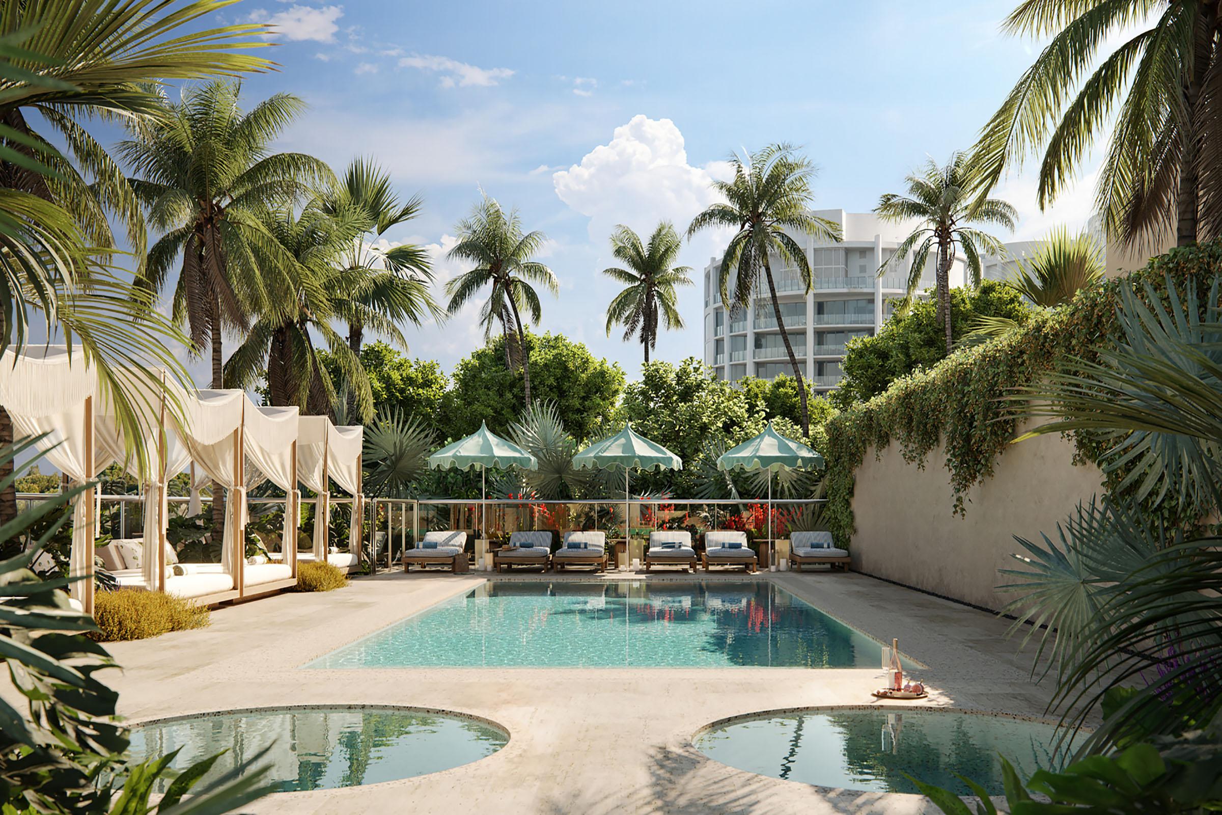 Rendering of THE WELL Coconut Grove Residents' Rooftop Pool, Col